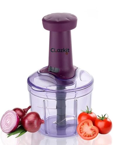 Clazkit Kitchenware Easy Working Push Hand Press Vegetable And Fruit Chopper/Cutter/Grinder/Slicer-900ml