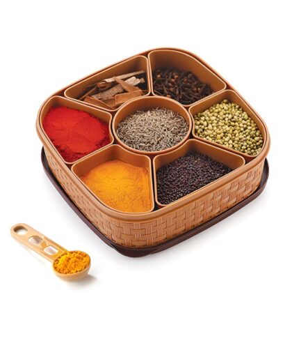 Oblivion Plastic Masala Box 1 Pc – Multicolor Spice Storage Container, Rangoli Organizer Dabba, Stylish Airtight Kitchen Box for Indian Spices, Compact Multi-Compartment & Durable Traditional Storage