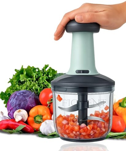FIGMENT Manual Hand Press Push Chopper 1000 ML with 6 Blades for Effortless Chopping, Vegetables & Fruits Chopper Mixer Cutter to Cut Onion, Salad, Tomato, Potato – Handy Push Choppers, Kitchen Tool