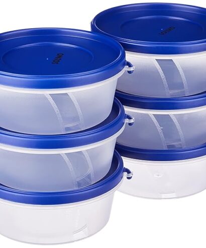 Solimo Nestable & Stackable Polypropylene Container Set, Round, 500 ml, Set of 6, Blue