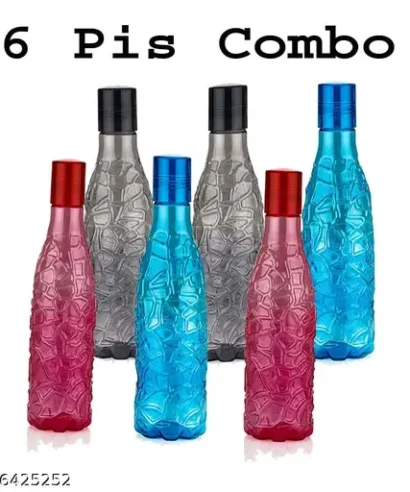 Plastic Fridge Water Bottle Set 6 For | Office Bottle | Gym Bottle | Home | Kitchen | Travel Bottle | Hiking | Treking Bottle Multicolour Set Of 14
